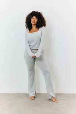 Sculpting Fold Over Waistband Flare Leg Trouser