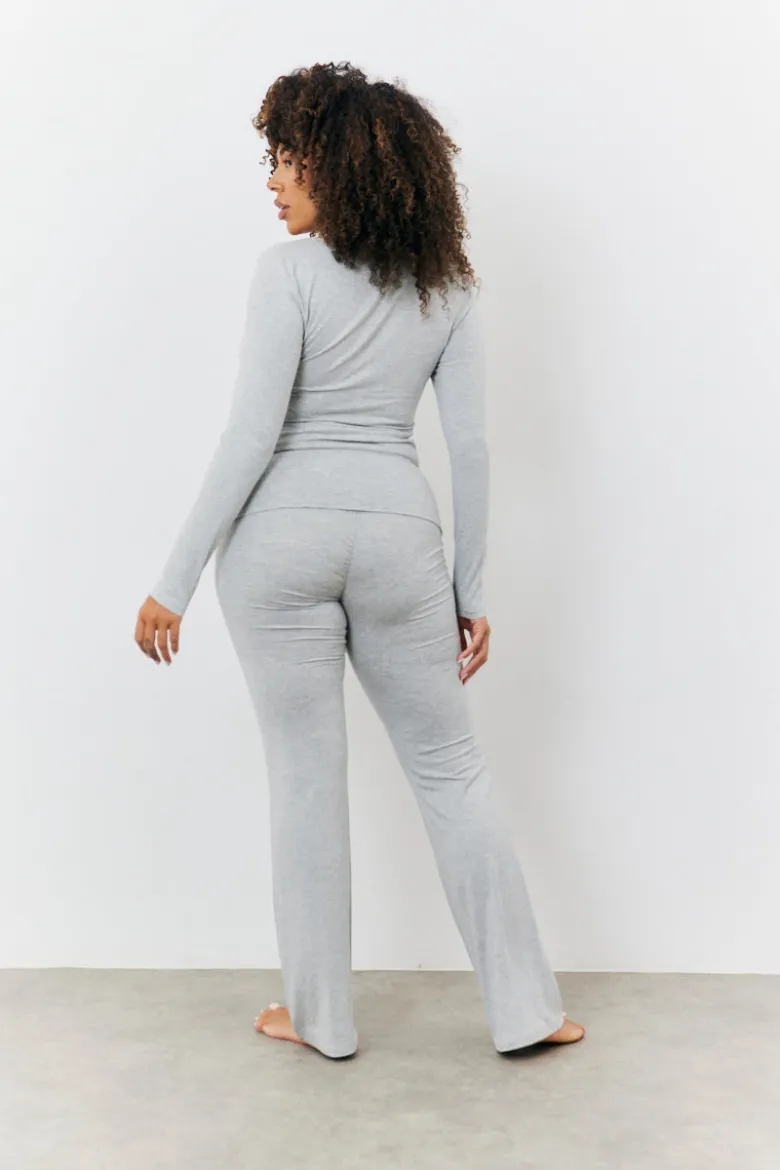 Sculpting Fold Over Waistband Flare Leg Trouser