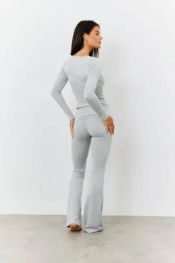 Sculpting Fold Over Waistband Flare Leg Trouser