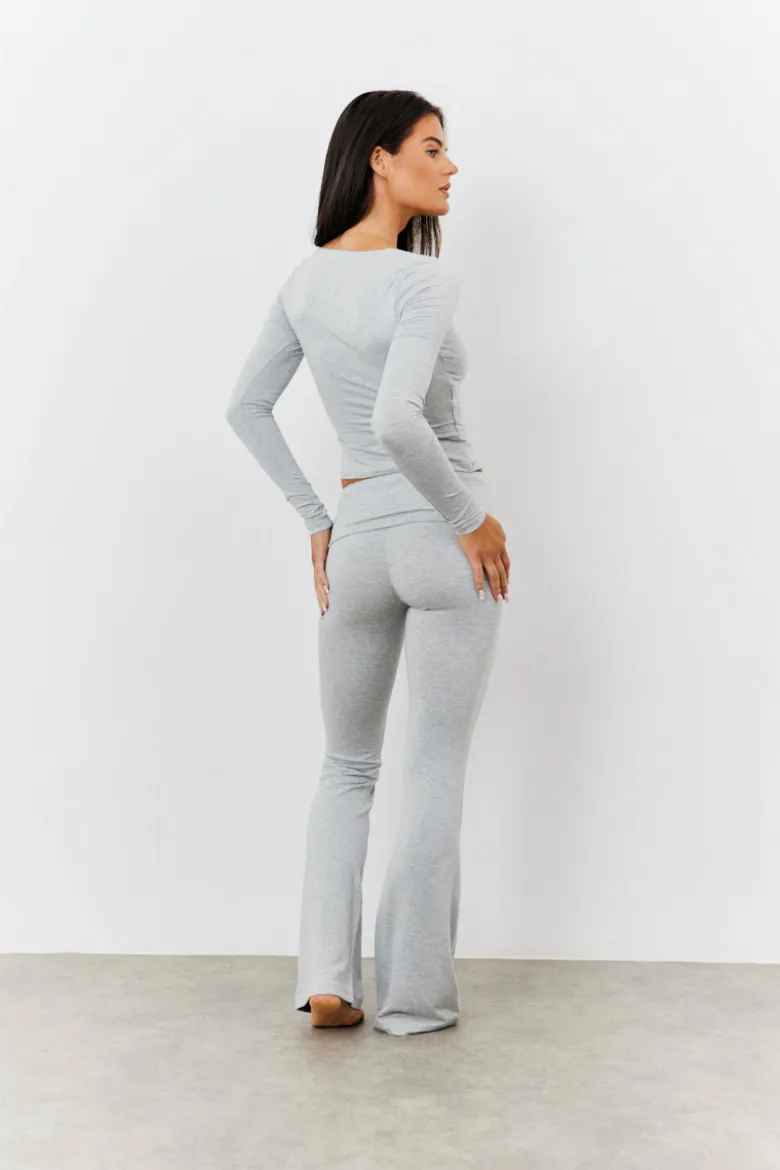 Sculpting Fold Over Waistband Flare Leg Trouser