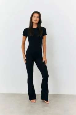 Sculpting Short Sleeve Wide Leg Jumpsuit
