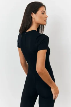 Sculpting Short Sleeve Wide Leg Jumpsuit