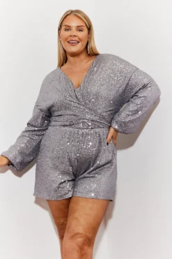 Sequin Multi Front Knot Playsuit