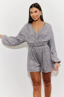 Sequin Multi Front Knot Playsuit