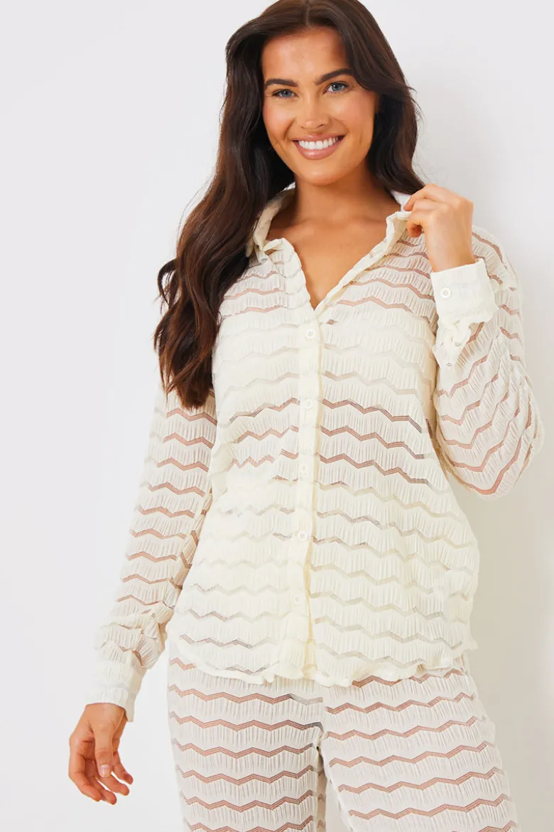 Sheered Chevron Oversized Shirt