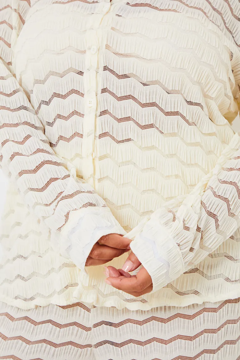 Sheered Chevron Oversized Shirt