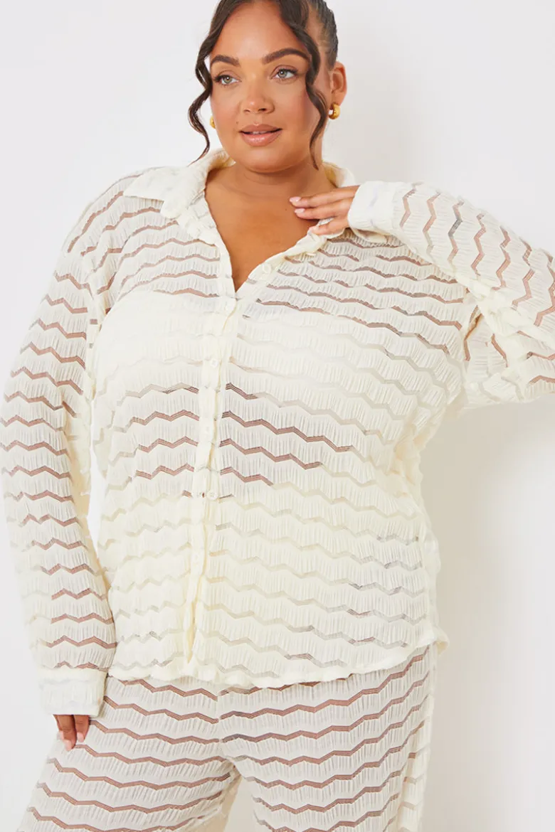 Sheered Chevron Oversized Shirt