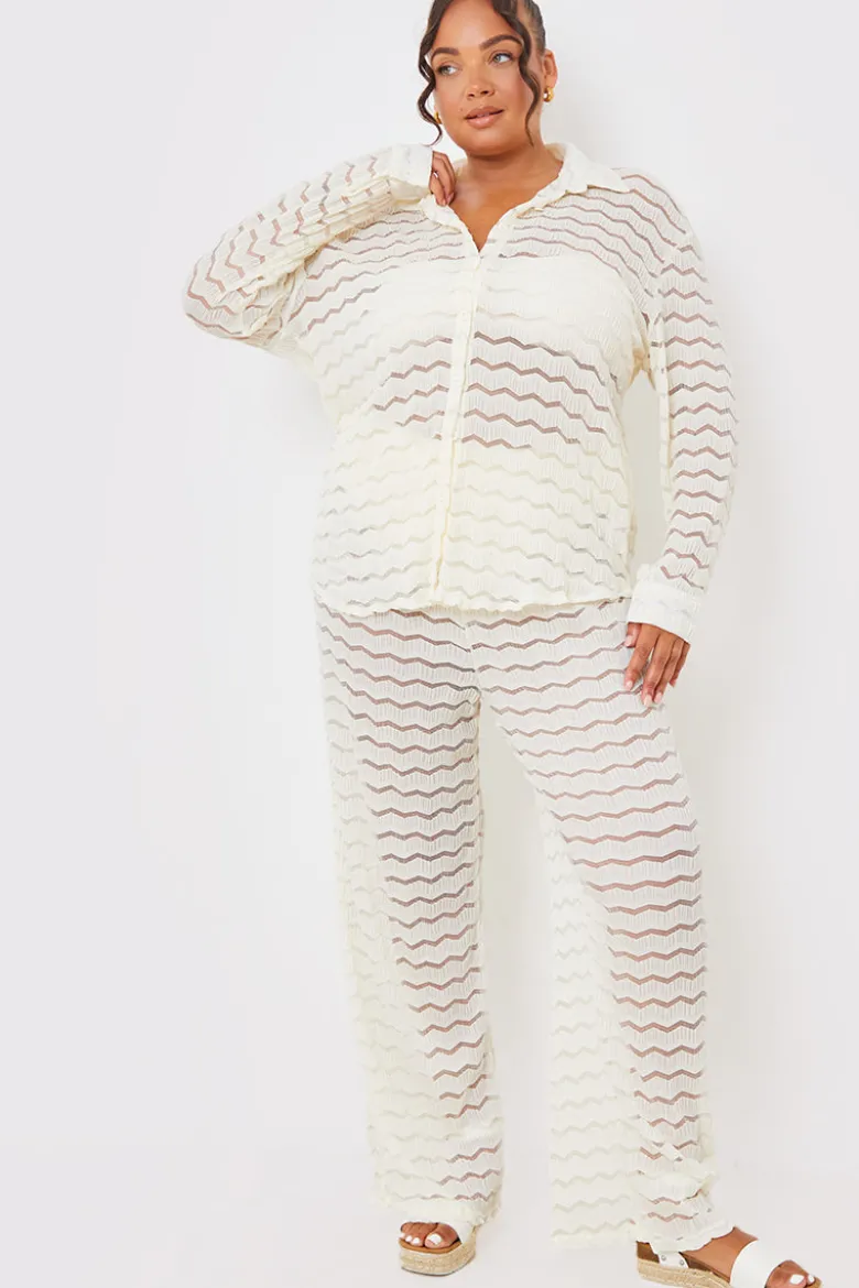 Sheered Chevron Oversized Shirt