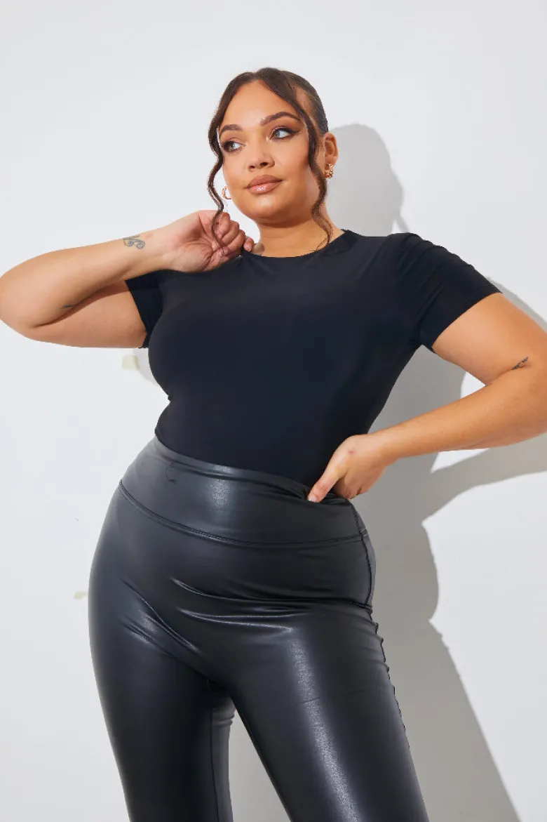 Short Sleeve Double Layer Slinky Bodysuit