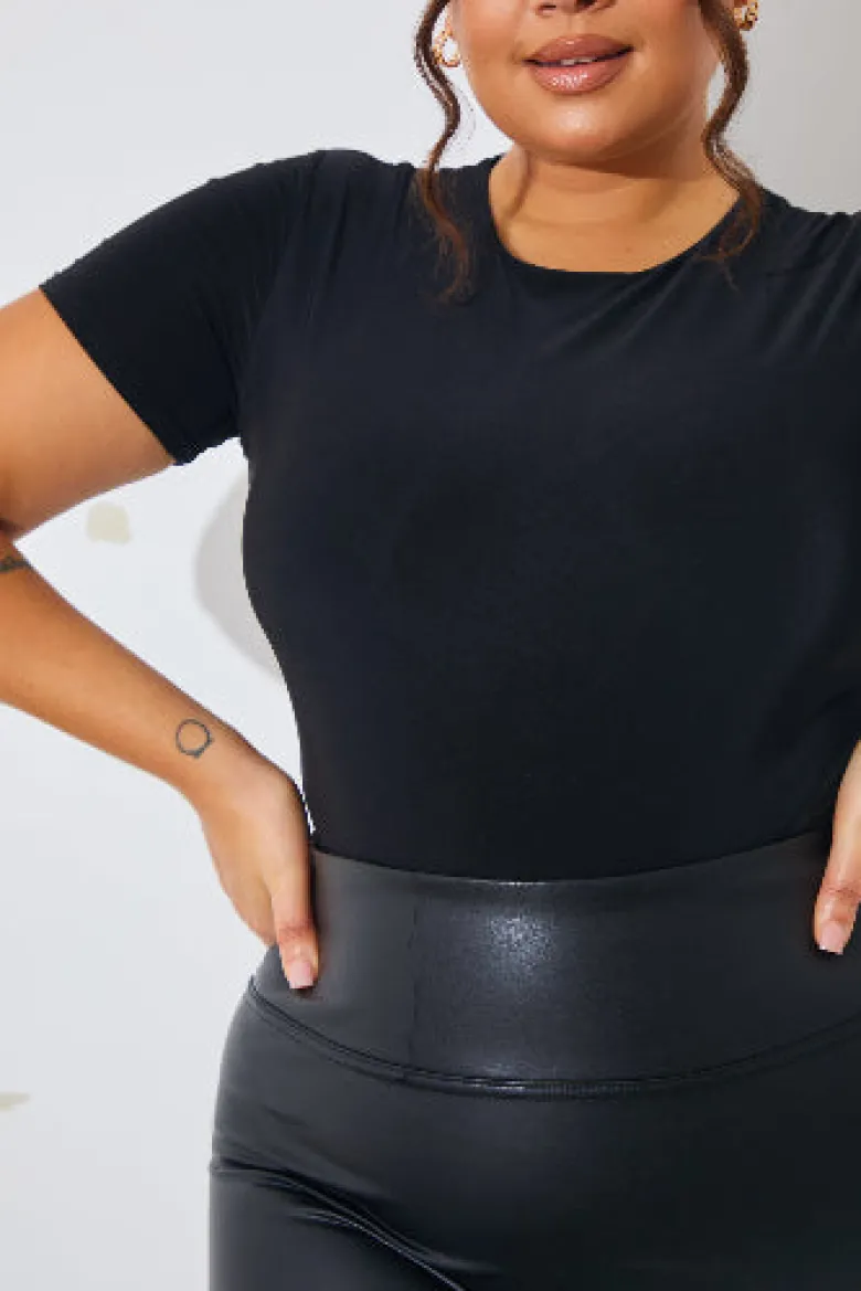 Short Sleeve Double Layer Slinky Bodysuit
