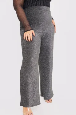Silver Sparkle Jersey Wide Leg Trousers