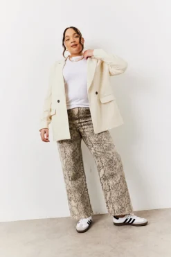 Snake Print Straight Leg Jeans