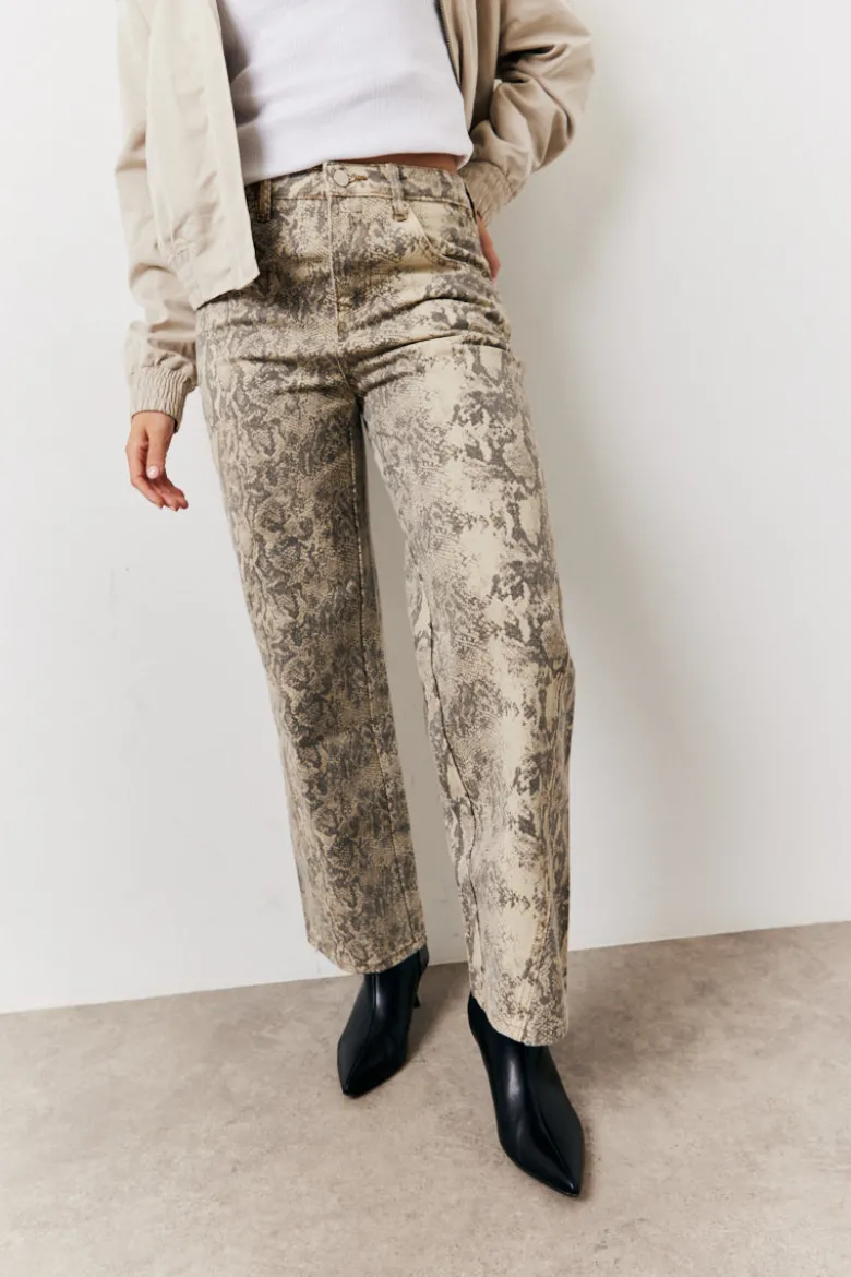 Snake Print Straight Leg Jeans