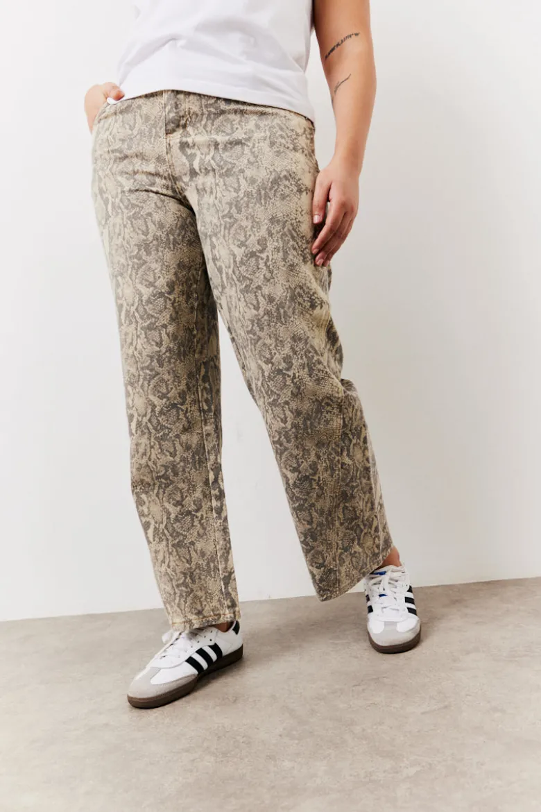 Snake Print Straight Leg Jeans
