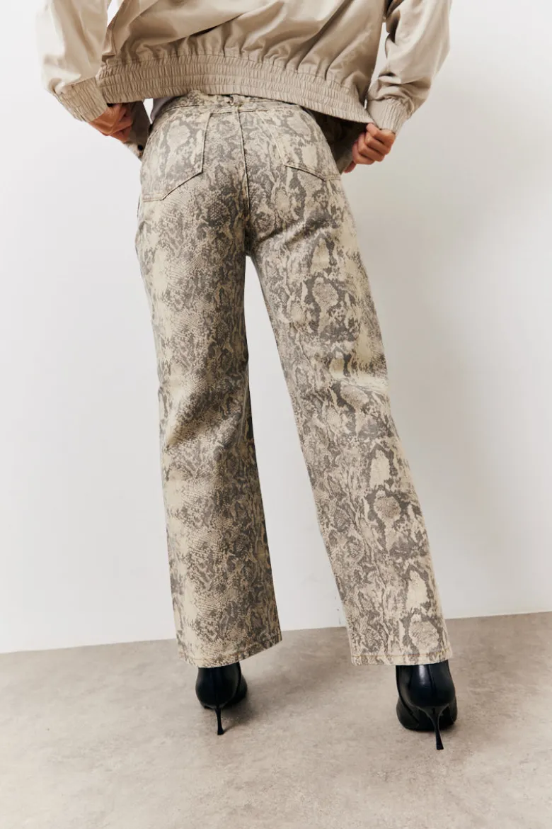 Snake Print Straight Leg Jeans