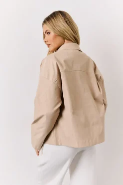 Stone Button Front Pocket Detail Jacket