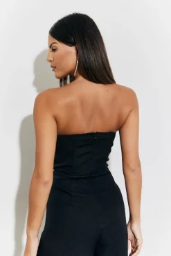 Strappy Wide Leg Button Detail Jumpsuit