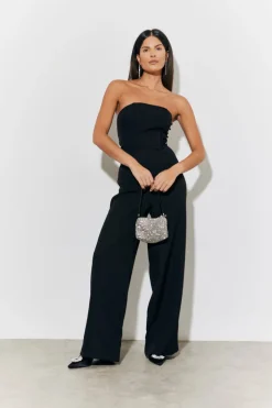 Strappy Wide Leg Button Detail Jumpsuit