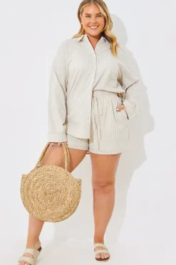 Striped Elasticated Waist Shorts