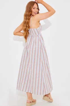 Striped Linen Look Midaxi Dress