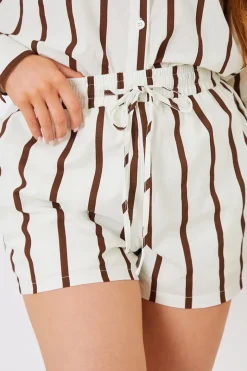 Stripe Linen Look Drawstring Co-Ord Shorts