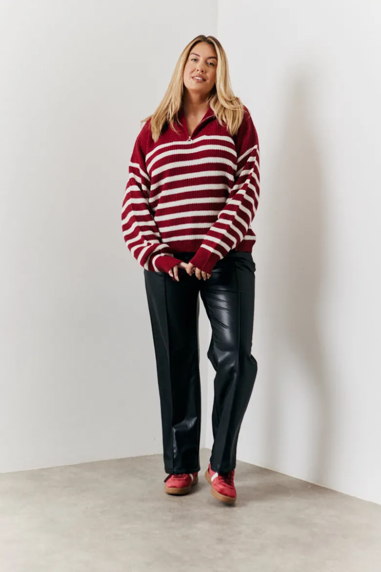Stripe Quarter Zip Knitted Jumper