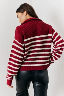 Stripe Quarter Zip Knitted Jumper