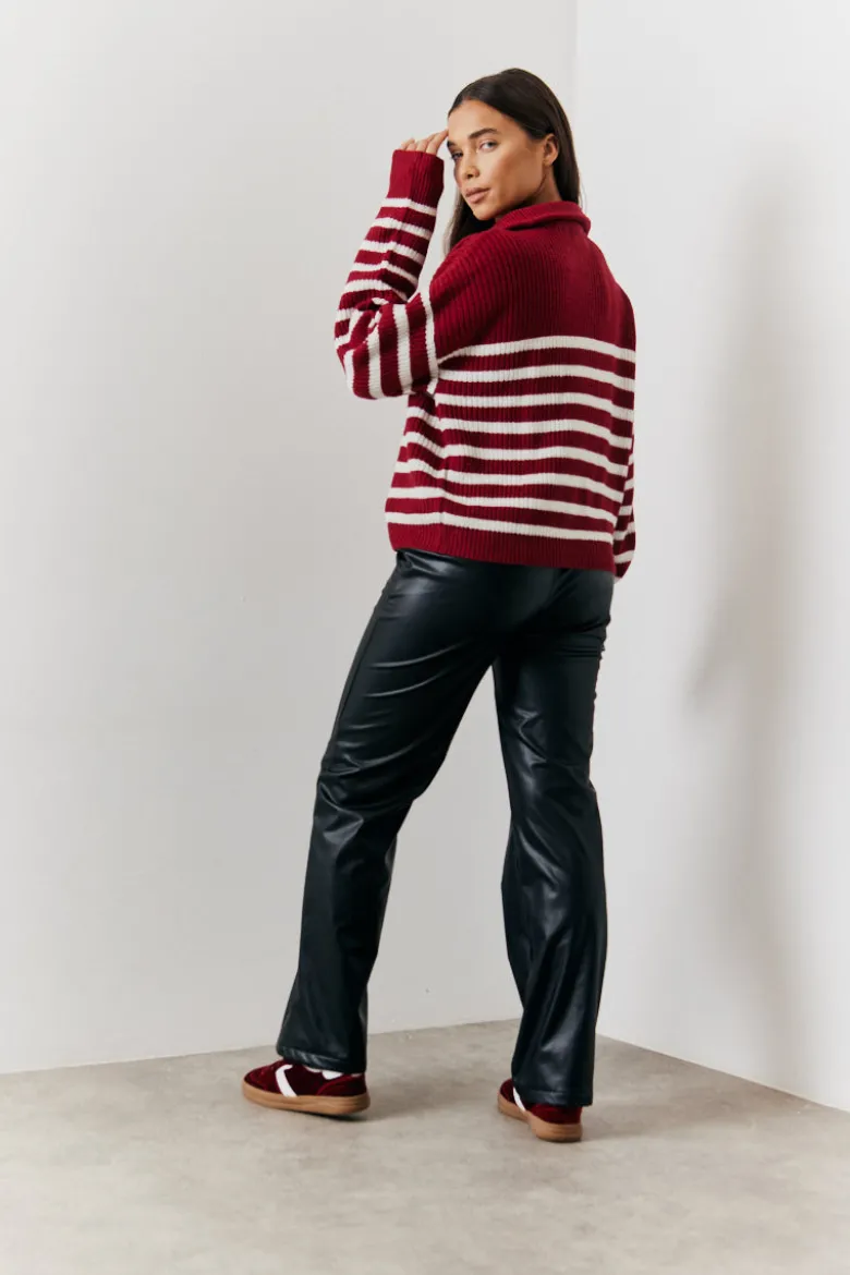 Stripe Quarter Zip Knitted Jumper