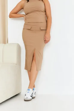 Structured Split Front Co-Ord Midi Skirt
