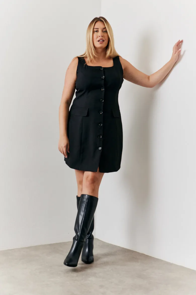 Tailored Button Through Mini Dress
