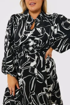 Teardrop Collar Mini Dress with Belt