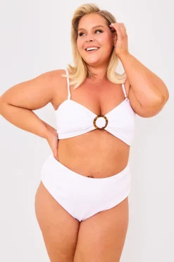 Textured Bandeau Crinkle Ring Detail Bikini Top