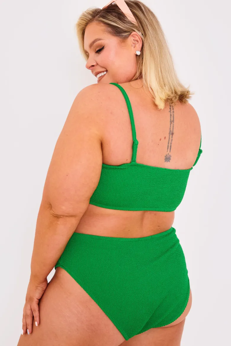 Textured Crinkle High Leg Bikini Bottoms