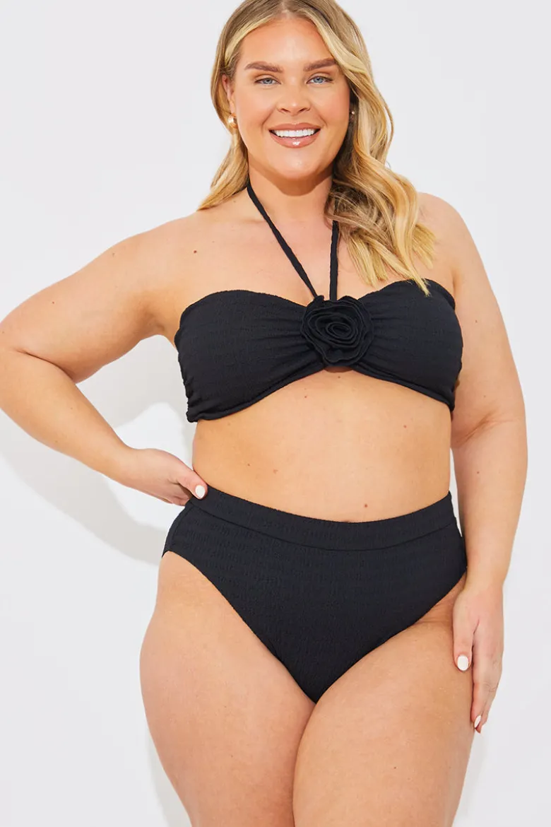Textured High Waist Bikini Bottoms