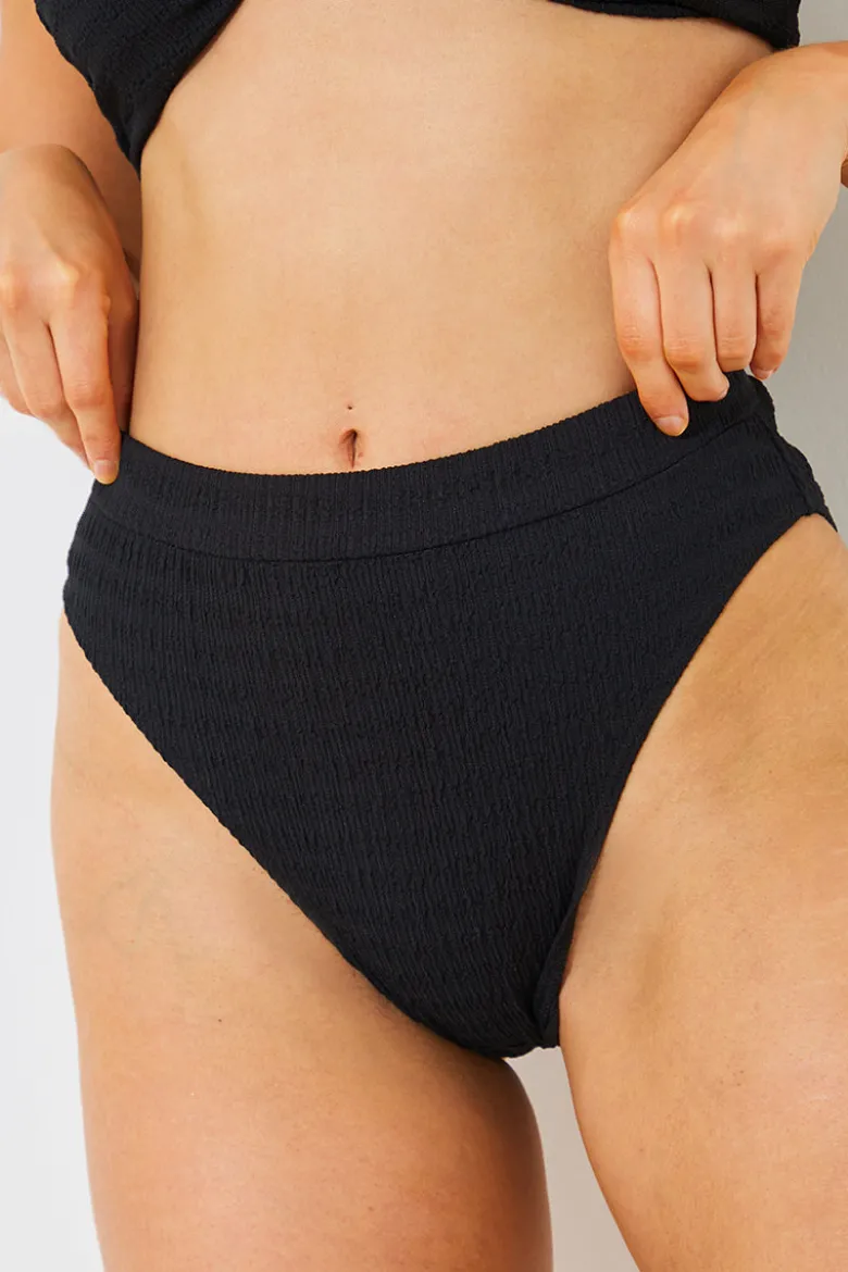 Textured High Waist Bikini Bottoms