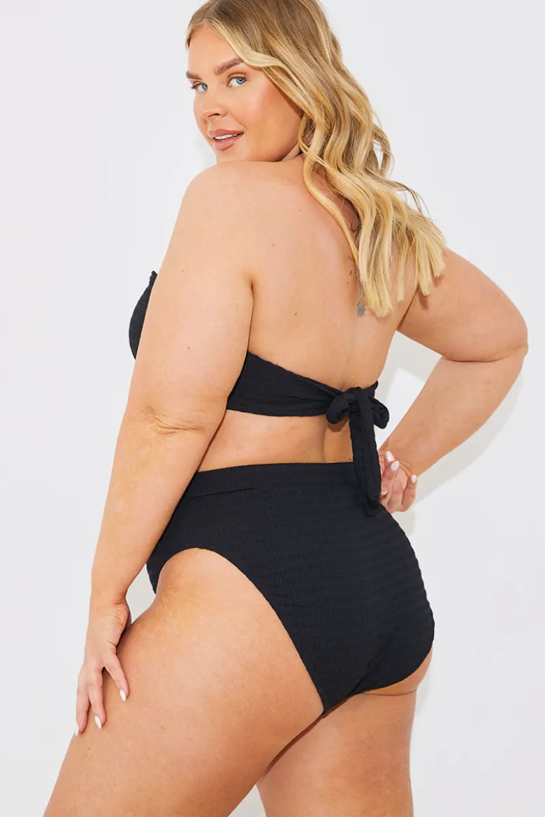 Textured High Waist Bikini Bottoms