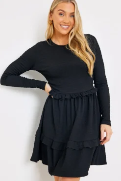 Textured Jersey Frill Detail Smock Dress