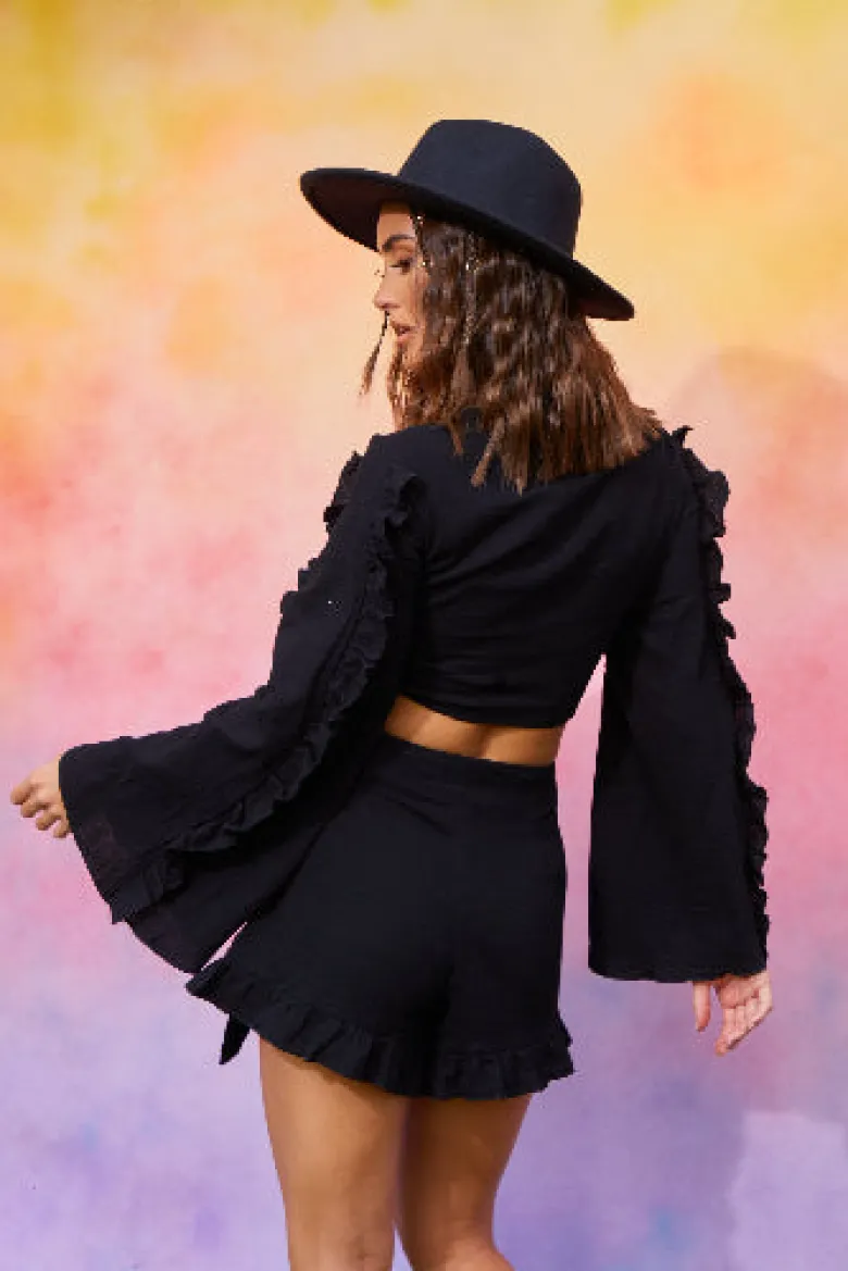 Textured Tie Front Coord Top