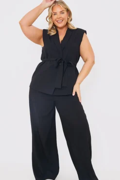 Textured Tie Waist Sleeveless Co-Ord Blazer