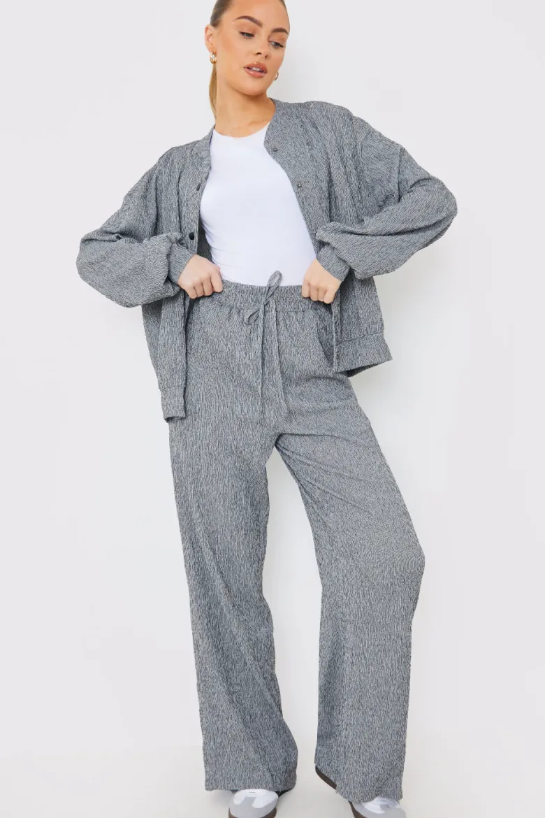 Textured Wide Leg Trousers