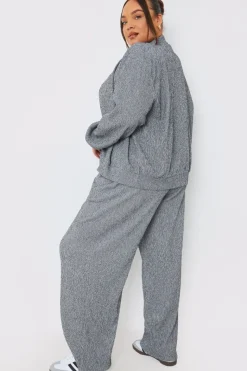 Textured Wide Leg Trousers