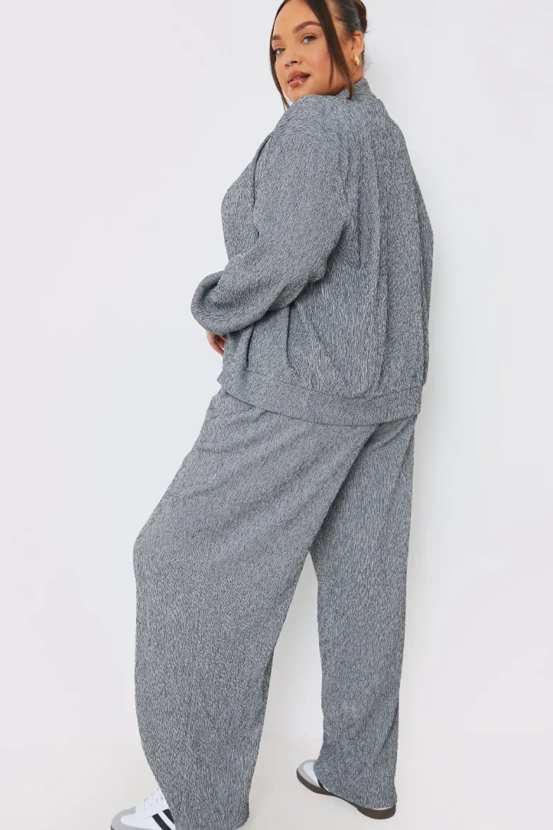 Textured Wide Leg Trousers