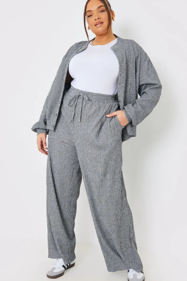 Textured Wide Leg Trousers