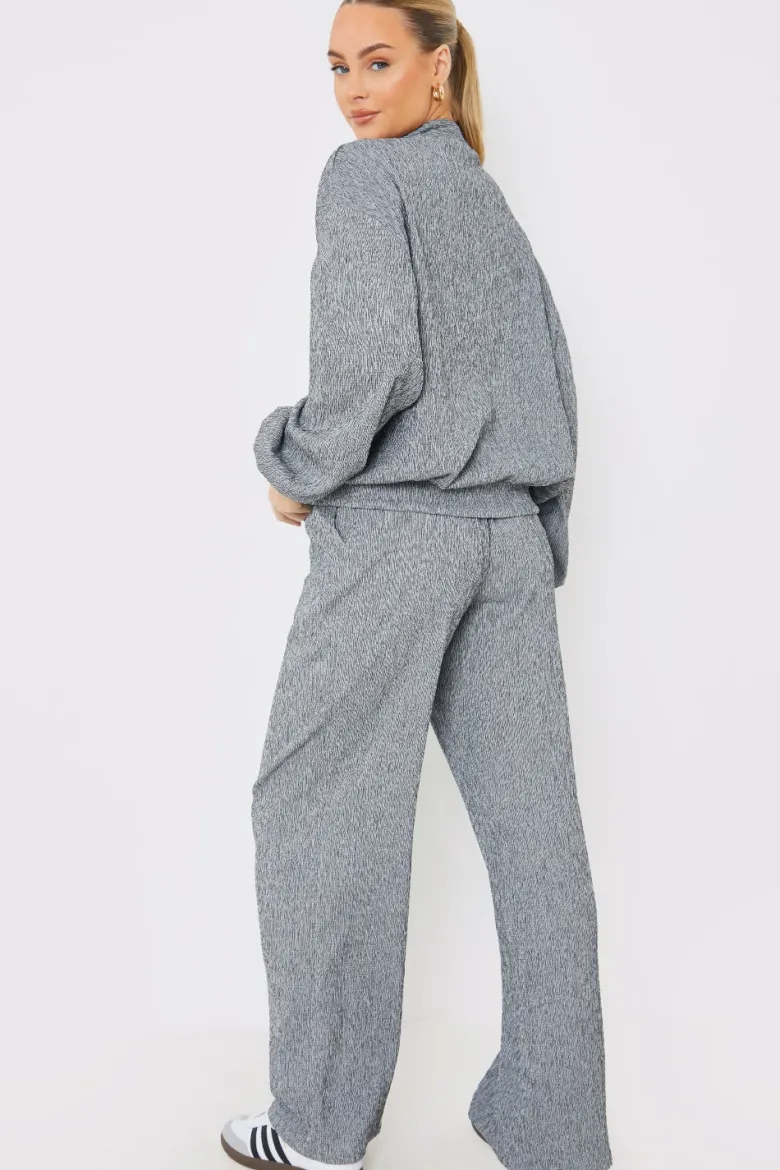 Textured Wide Leg Trousers
