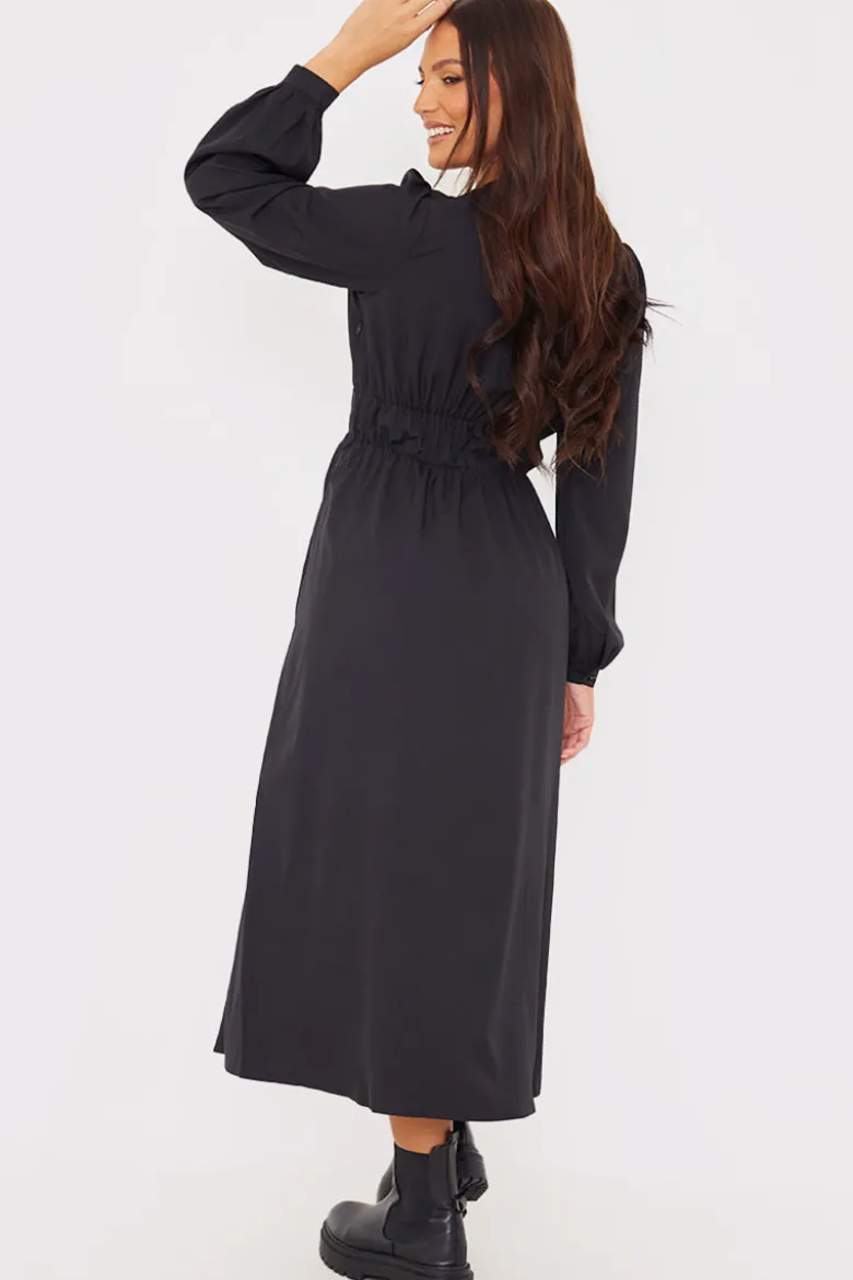 Tie Front Waist Detail Midi Dress