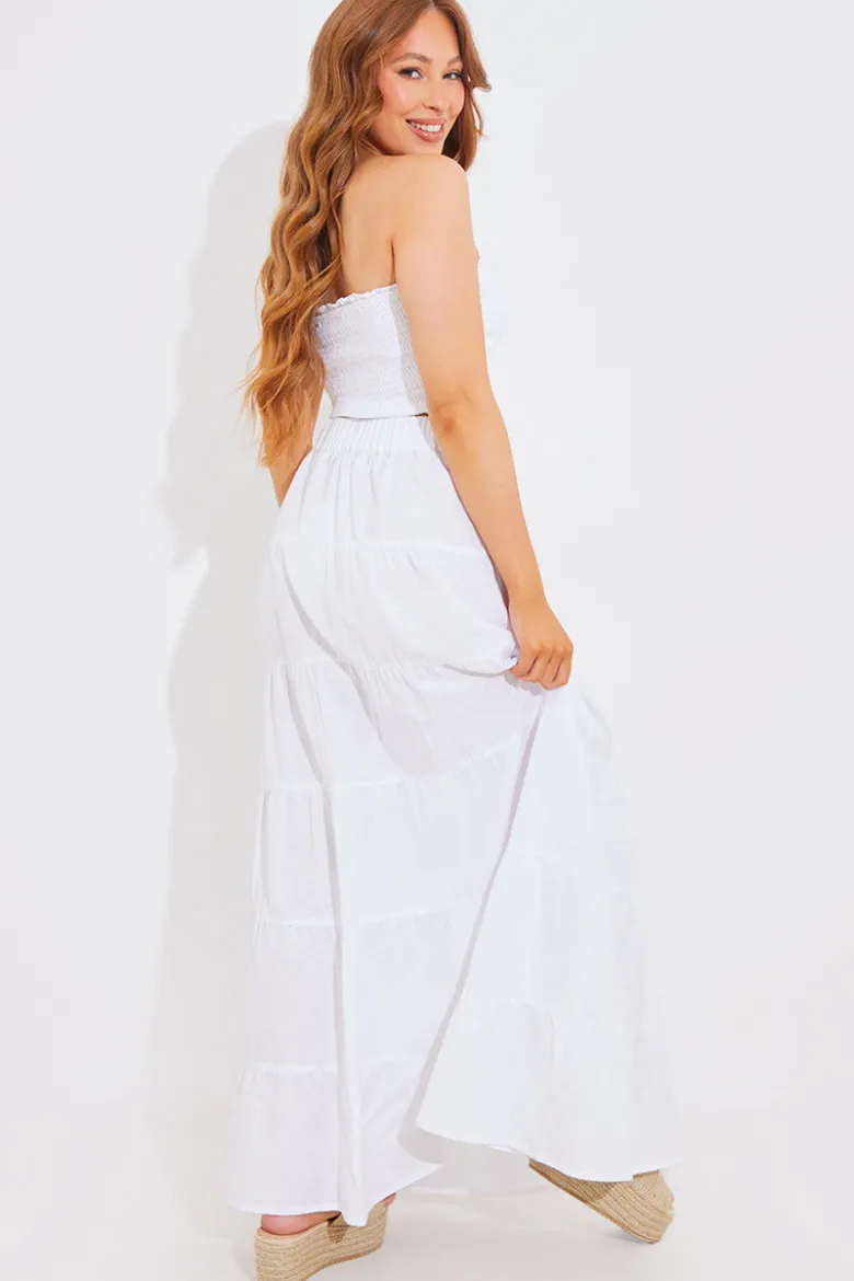 Tiered Linen Look Maxi Co-Ord Skirt