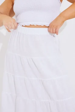 Tiered Linen Look Maxi Co-Ord Skirt