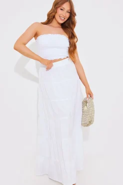 Tiered Linen Look Maxi Co-Ord Skirt