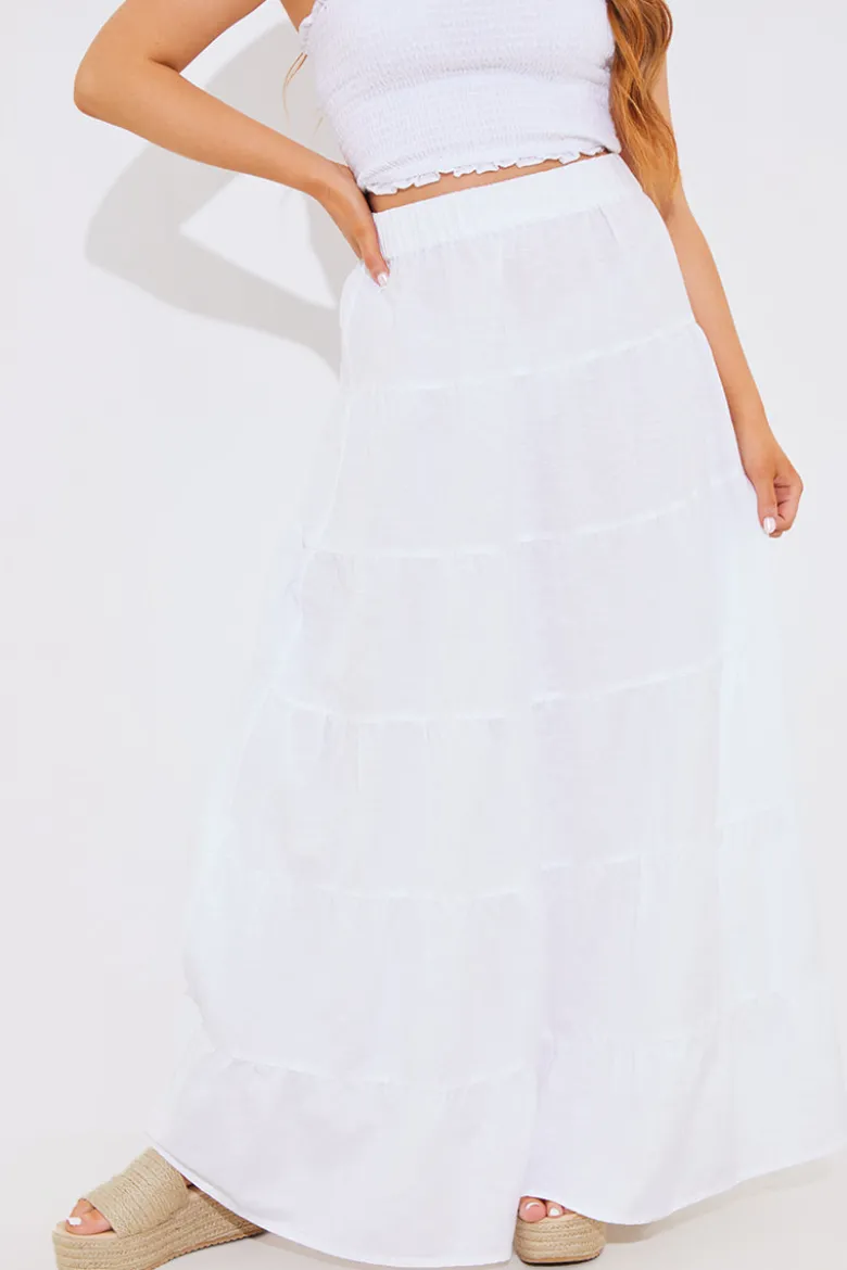Tiered Linen Look Maxi Co-Ord Skirt