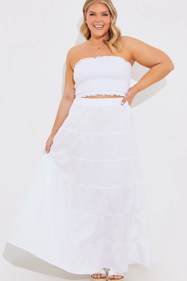 Tiered Linen Look Maxi Co-Ord Skirt